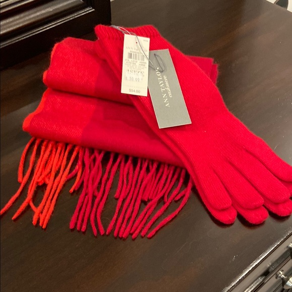 Ann Taylor Accessories - Ann Taylor Red Cashmere Scarf & Glove Set, Gloves w/tags, Scarf used once.